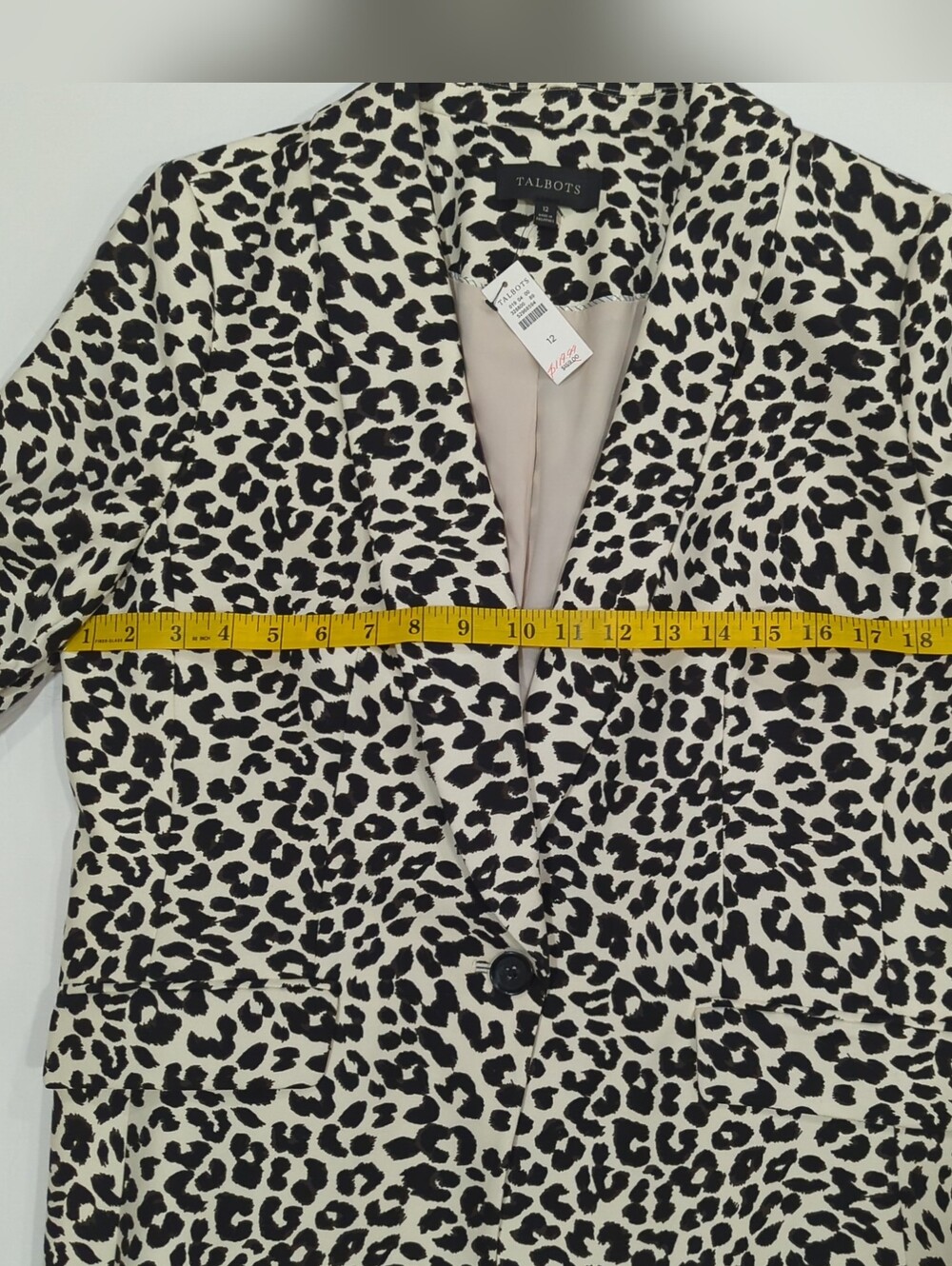 NWT Talbots Cream and White Leopard-Print Blazer Women's 12 Office Chic Animal - Picture 15 of 16